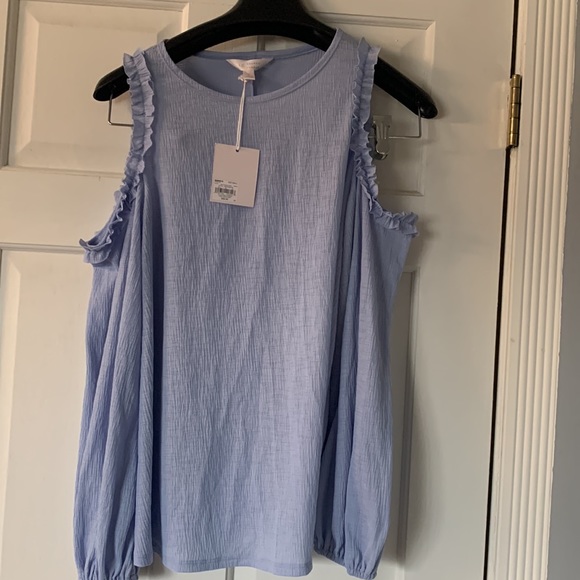 NWT Lauren Conrad Blue Open Shoulder Top size Small - Picture 5 of 5